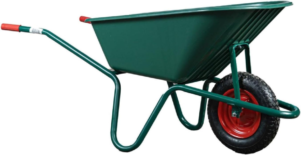 Carriola tubolare Garden con vasca in PVC verde, ruota in metallo e portata 100 kg