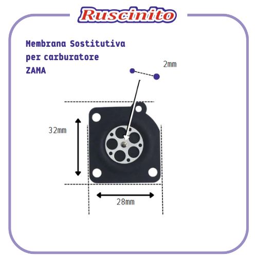 UNA MEMBRANE PER MOTOSEGA E DECESPUGLIATORE CON CARBURATORE ZAMA C1U RB C1Q C1S