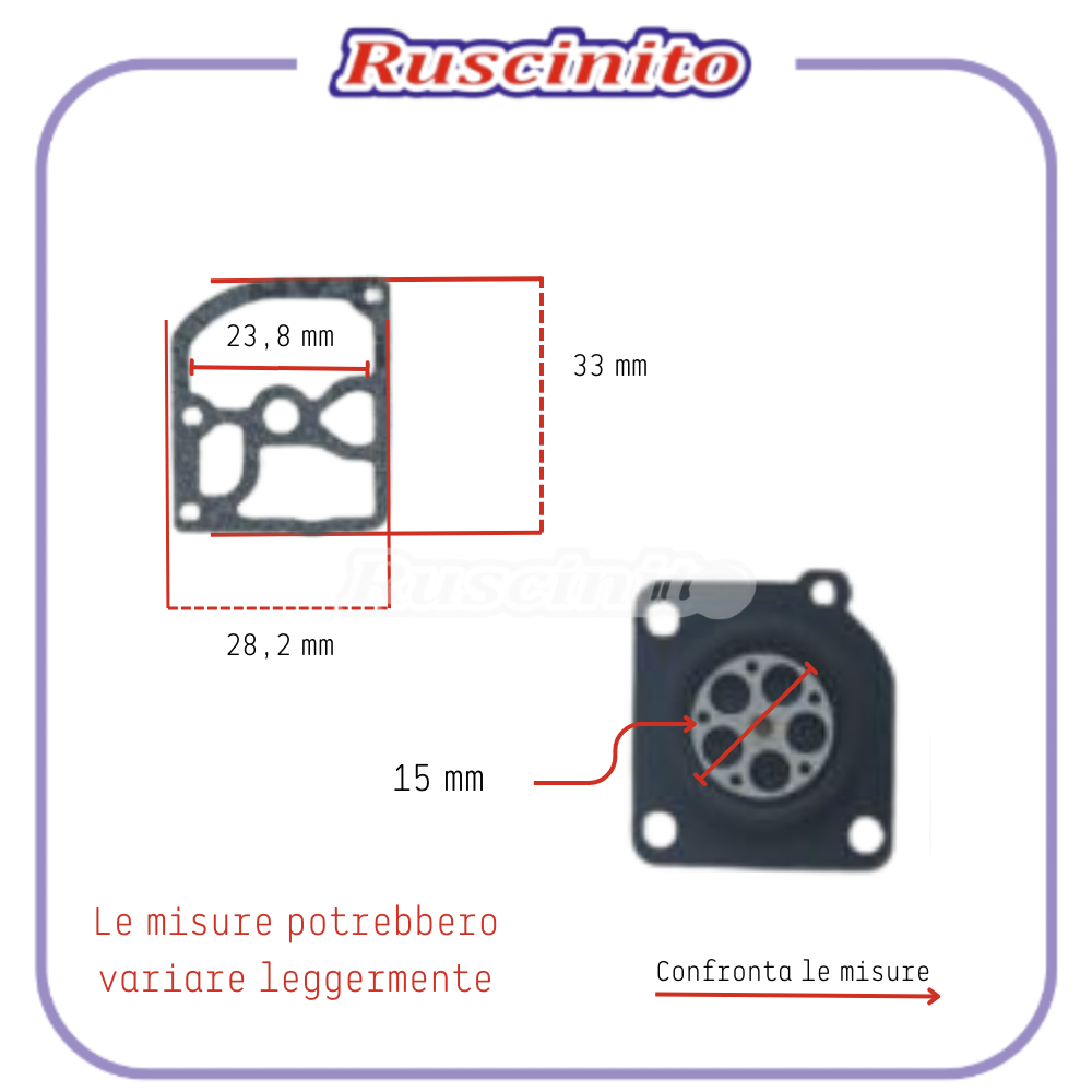 kit MEMBRANE e guarnizioni per CARBURATORE ZAMA C1Q Motosega Husqvarna 50 51 55