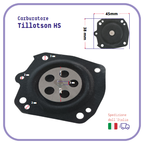 MEMBRANA per carburatore tillotson HS motosega HUSQVARNA xp 61 065 266 272 395