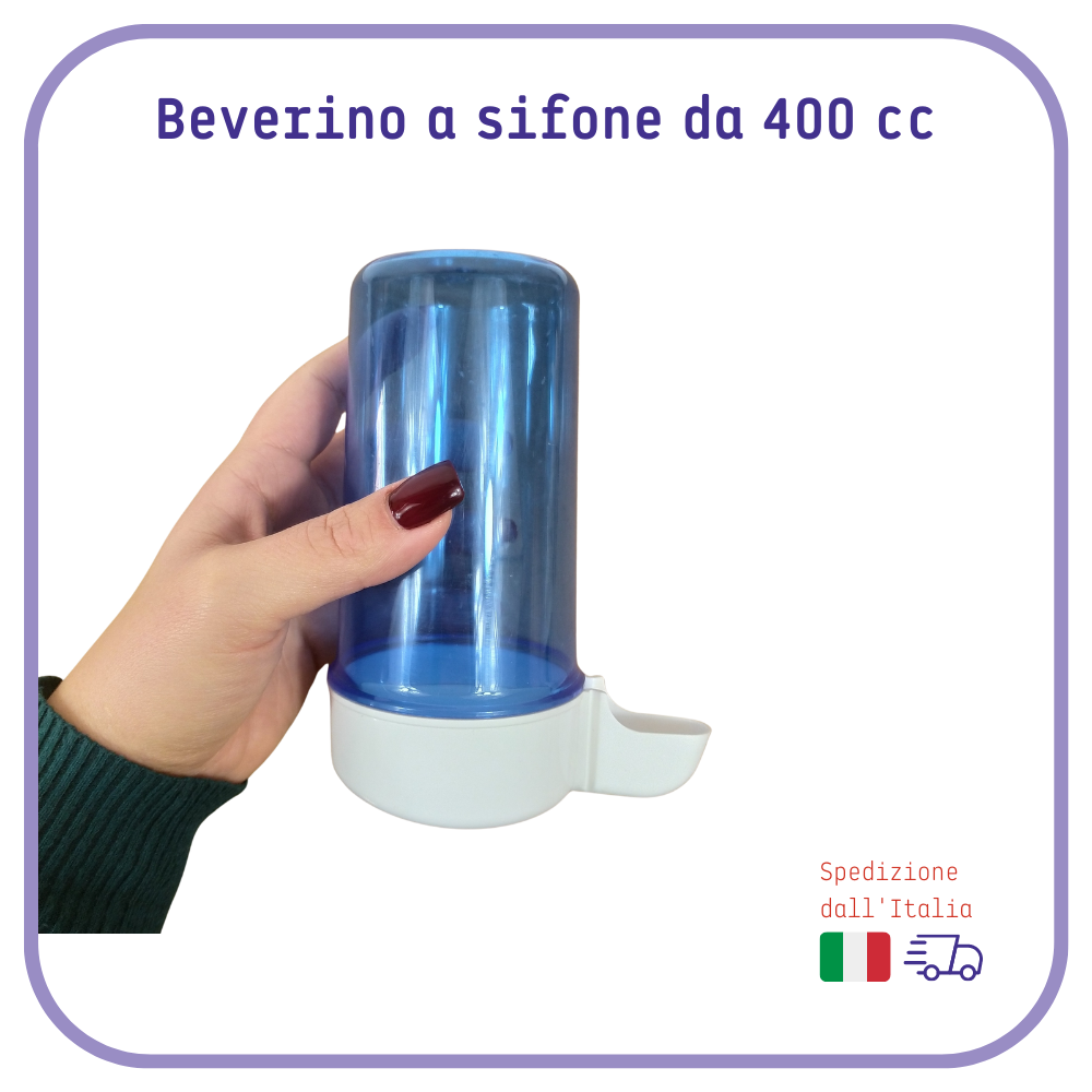 ABBEVERATOIO BEVERINO UCCELLI per gabbia pappagalli canarini 105cc 400cc sifone