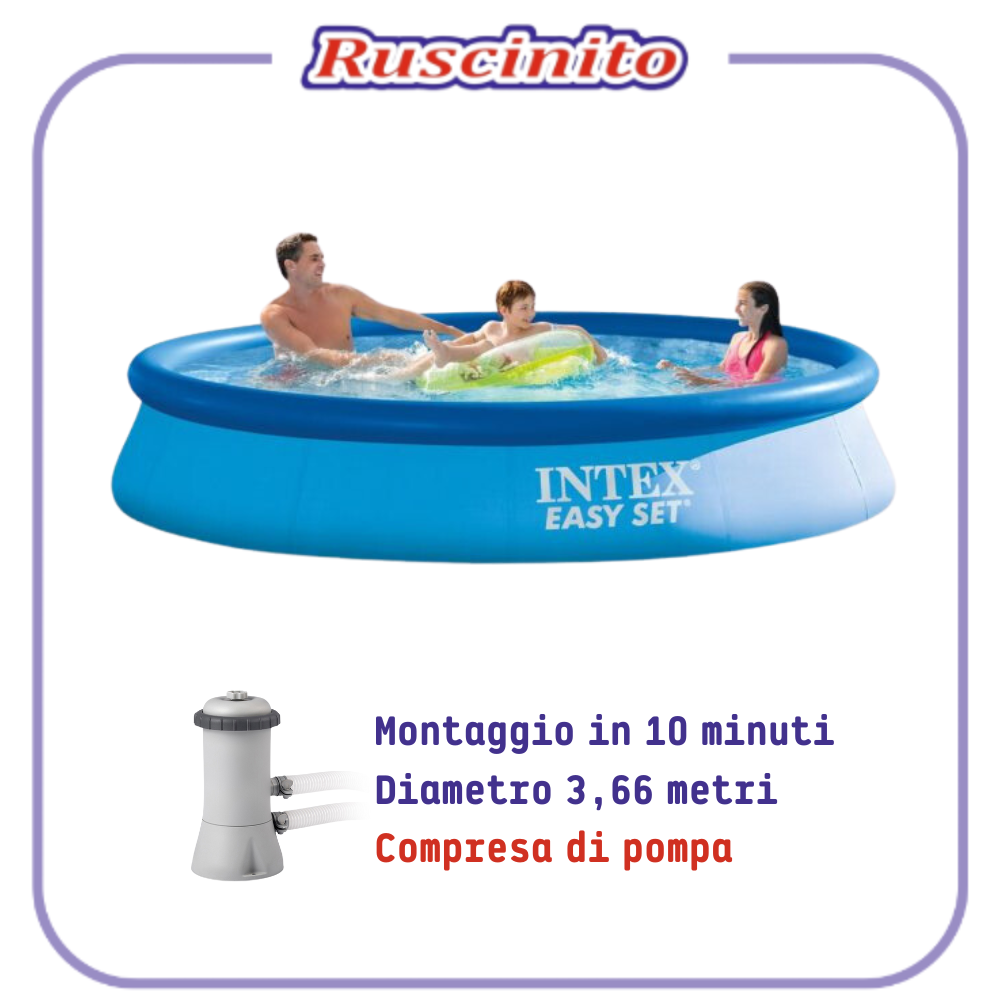 Piscina fuoriterra gonfiabile Intex Easy Set fuori terra con Pompa filtro 366 cm