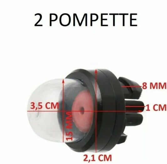 2 DUE POMPETTA PRIMER BENZINA CARBURATORE MOTOSEGA DECESPUGLIATORE TAGLIASIEPE