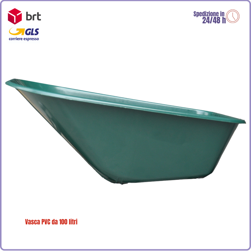 Vasca ricambio per carriola in PVC verde 100 litri 100x62x34 cm