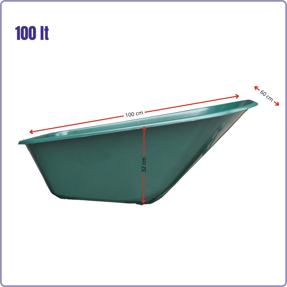Vasca ricambio per carriola in PVC verde 100 litri 100x62x34 cm