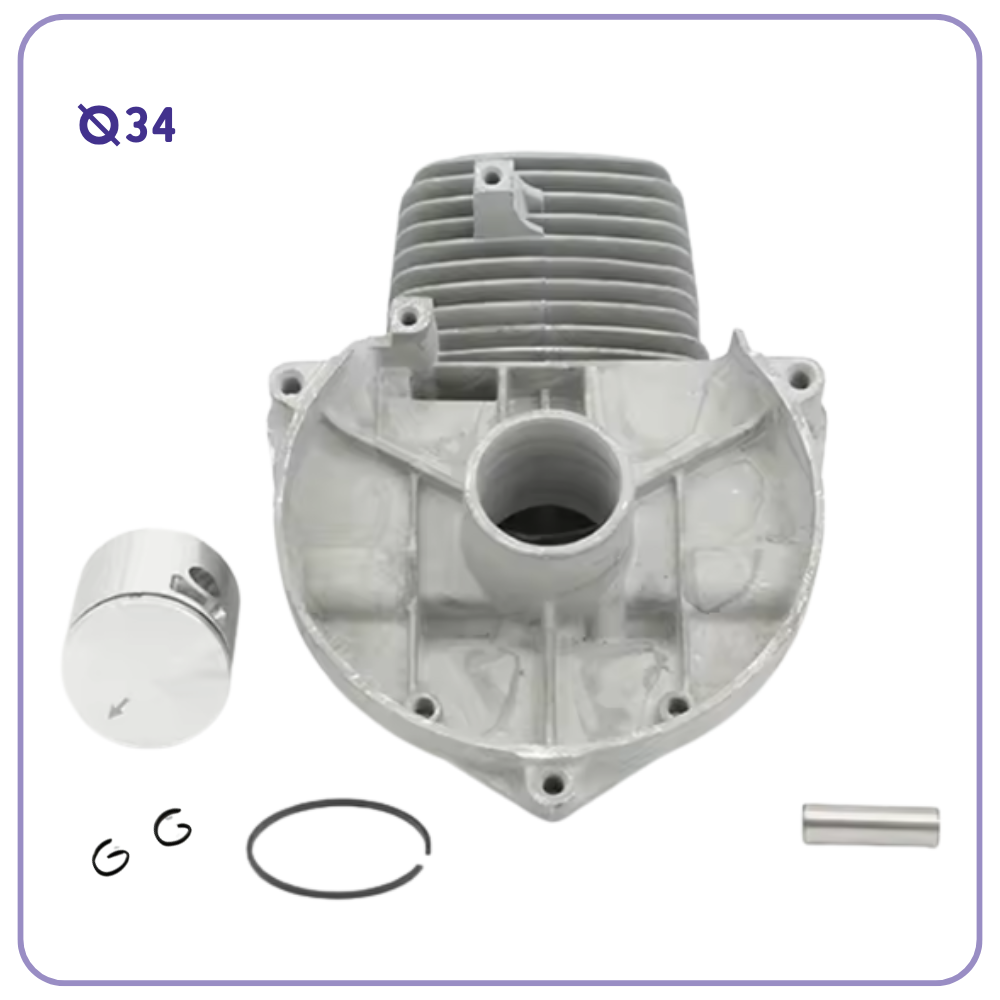 Kit Pistone Cilindro Ø34mm per Decespugliatore Oleo Mac Sparta Efco dynamac 25cc