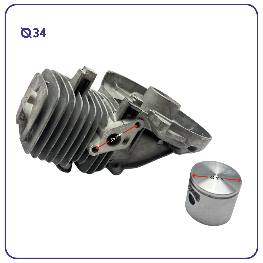 Kit cilindro e Pistone diametro 34 mm per Oleo Mac Sparta e Efco stark 25cc