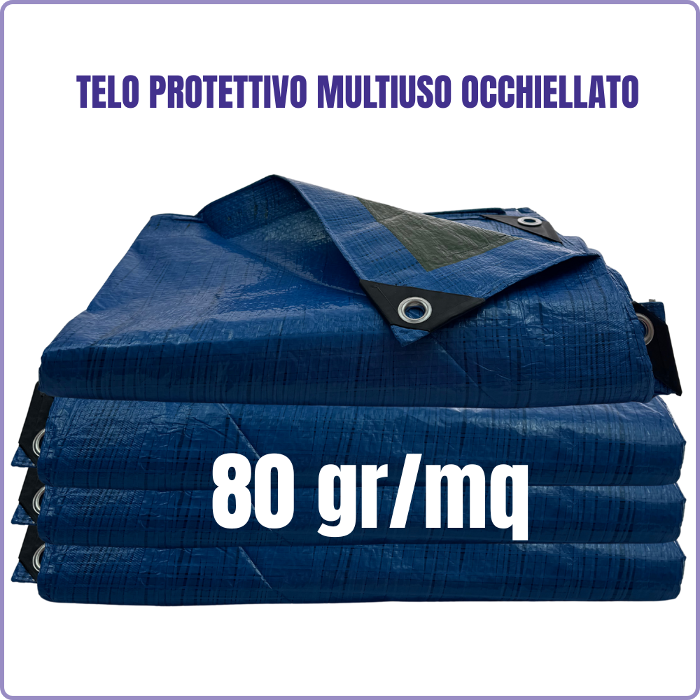 Tarpaulin with Eyelets – 80 gr/m², Reinforced, Various Sizes 3x2 3x4