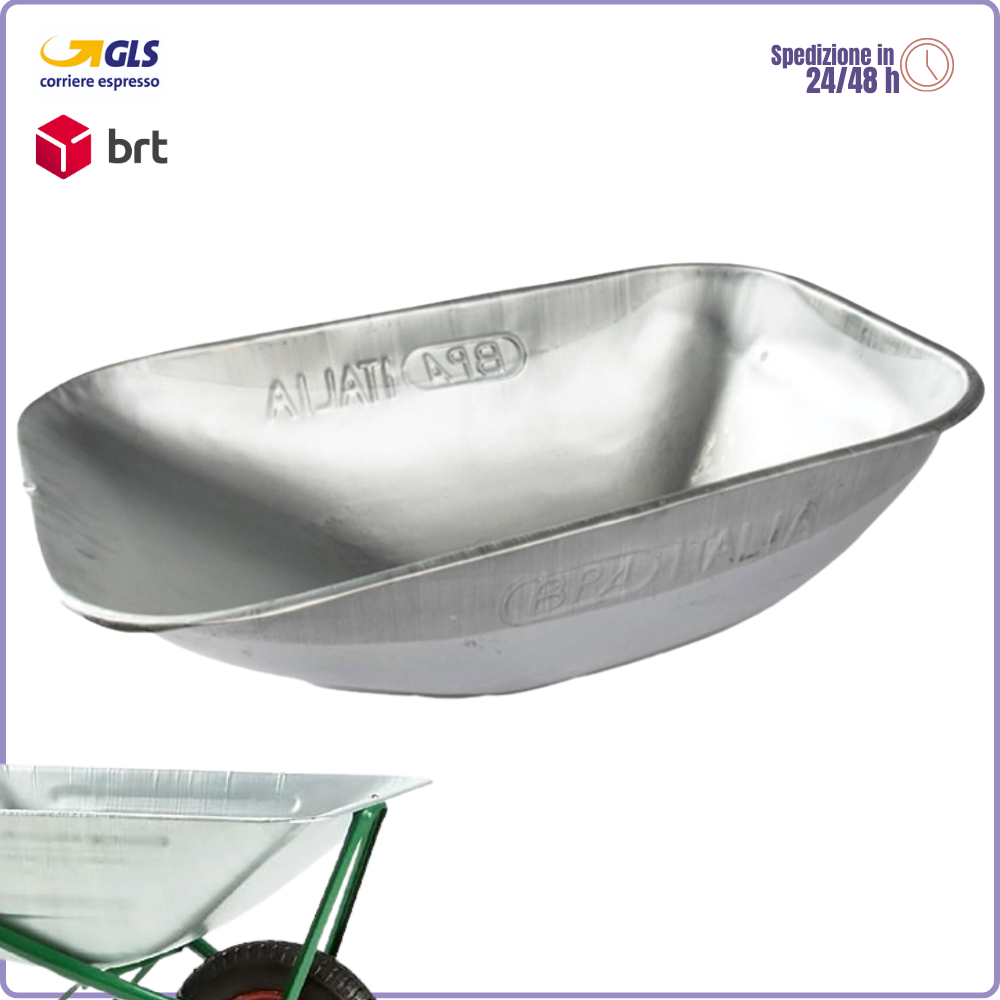 75 Litre Galvanized Metal Wheelbarrow Tub – Construction Bricklayer Spare Part