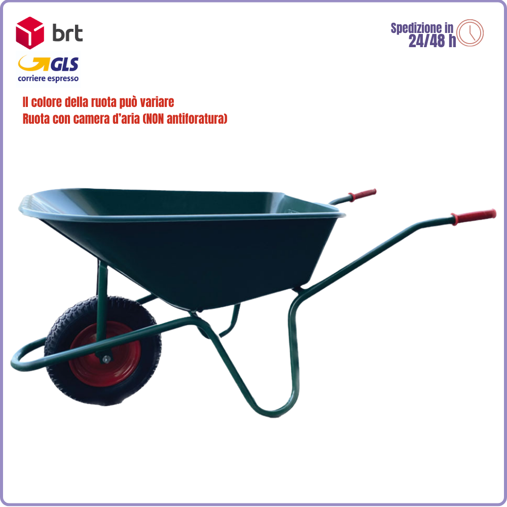 Carretilla tubular Garden con cuba de PVC verde, rueda de metal y capacidad de 100 kg