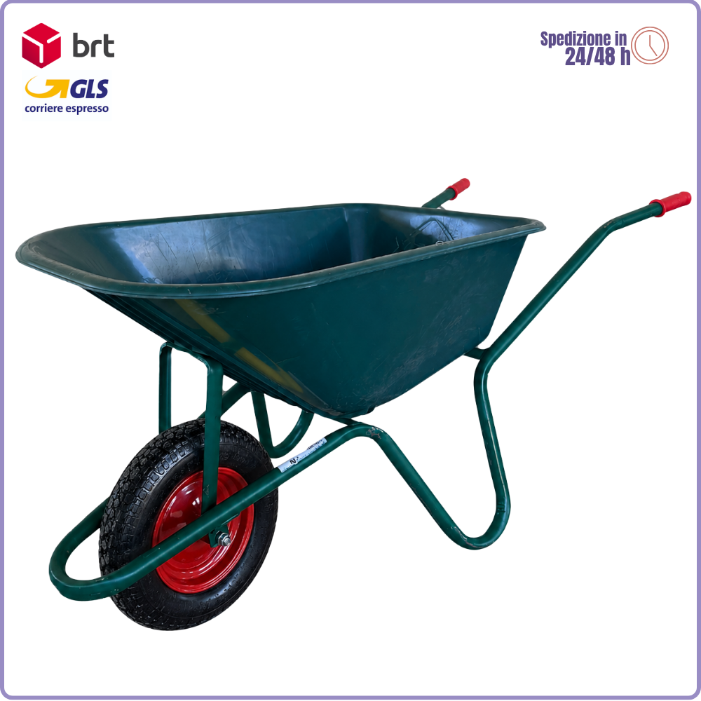 Carretilla tubular Garden con cuba de PVC verde, rueda de metal y capacidad de 100 kg