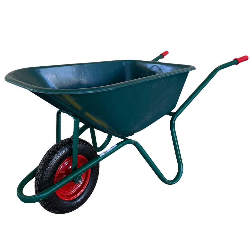 Carretilla tubular Garden con cuba de PVC verde, rueda de metal y capacidad de 100 kg