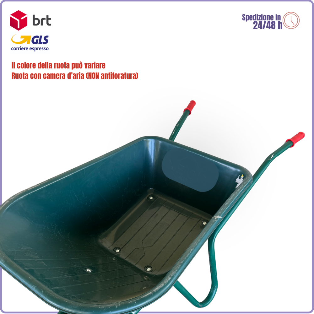 Carretilla tubular Garden con cuba de PVC verde, rueda de metal y capacidad de 100 kg