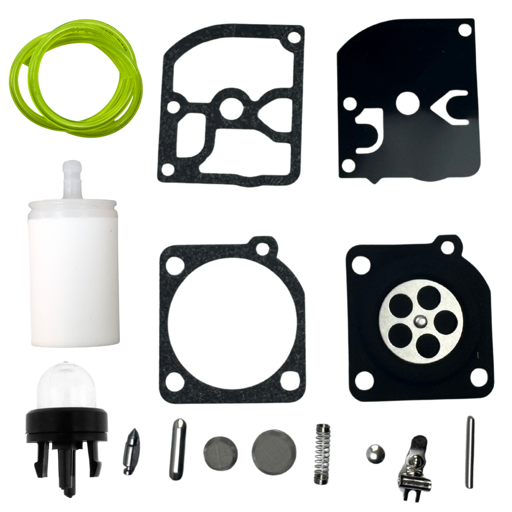 Kit de reparación de carburador Zama RB-137 para Husqvarna, Dolmar, Stihl, Poulan – Membranas, Manguera, Cebador, Filtro