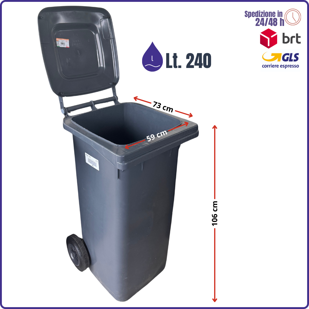 Contenedor de basura con ruedas de 120 o 240 litros – papelera de reciclaje