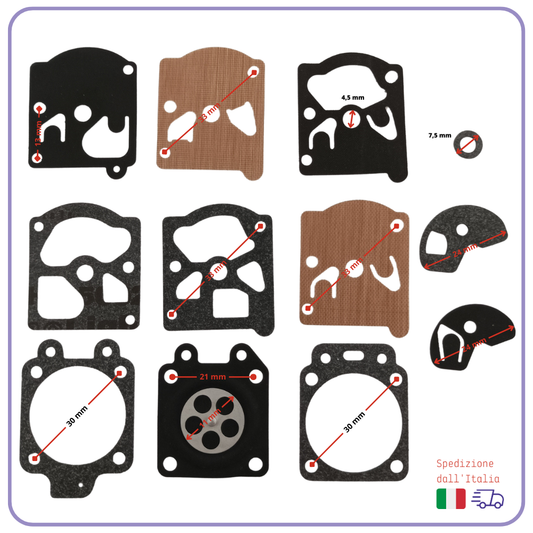 KIT MEMBRANE PER CARBURATORE WALBRO D10 WAT wt MOTOSEGA DECESPUGLIATORE TAGLIASIEPI