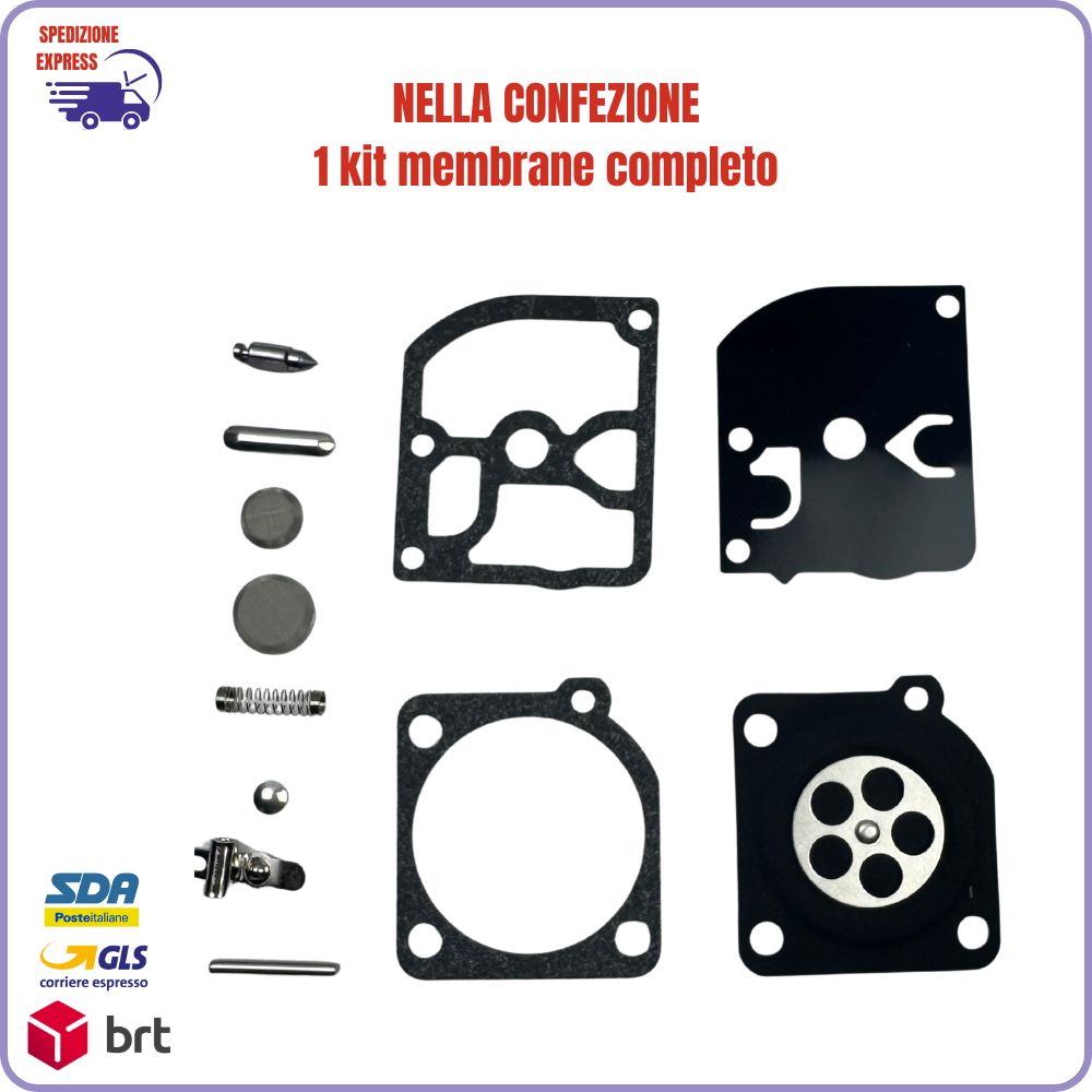 Kit de reparación de carburador Zama RB-137 para Husqvarna, Dolmar, Stihl, Poulan – Membranas, Manguera, Cebador, Filtro