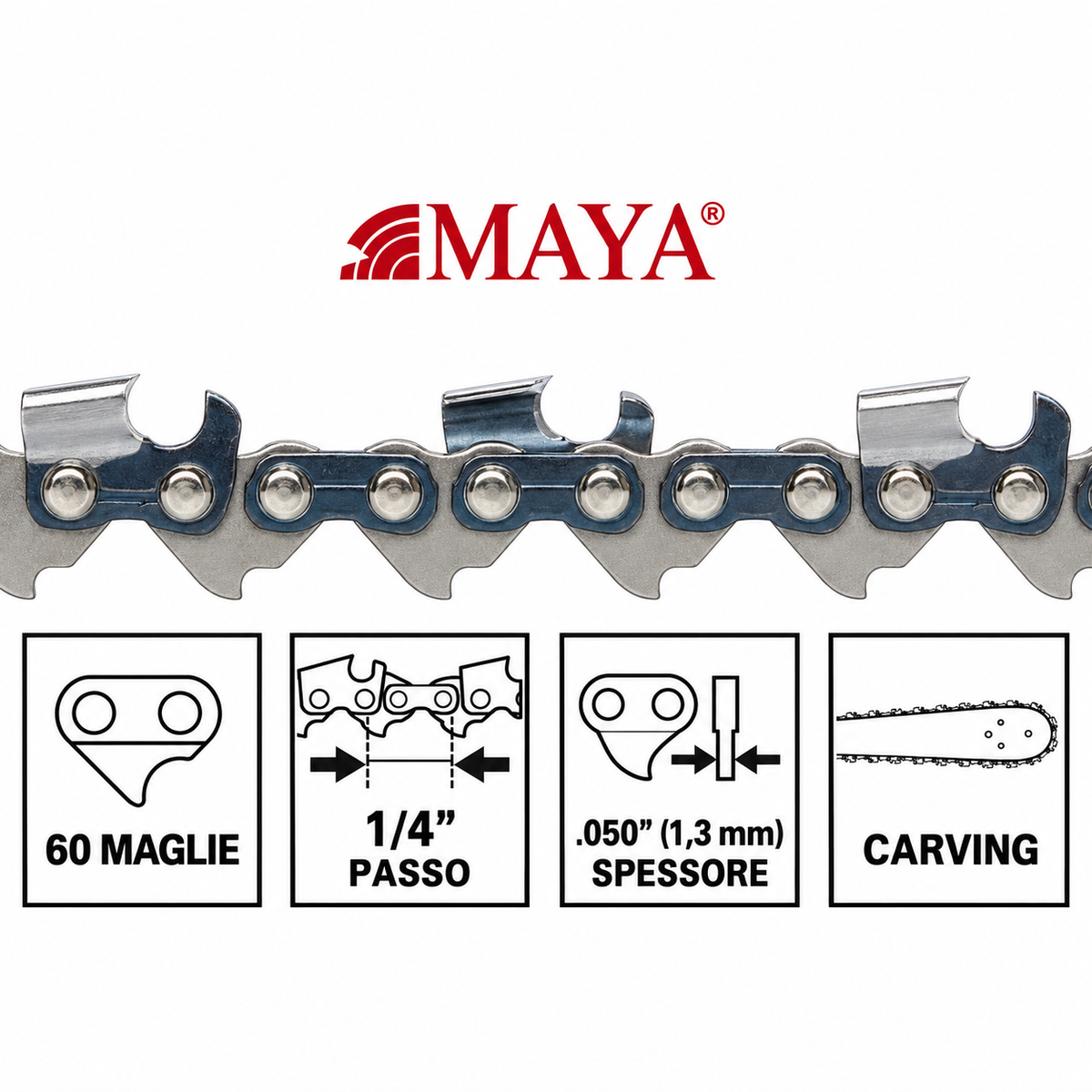 CATENA PER MOTOSEGA 'MAYA' 1/4' sp.1,3 - 60 maglie (Carving)