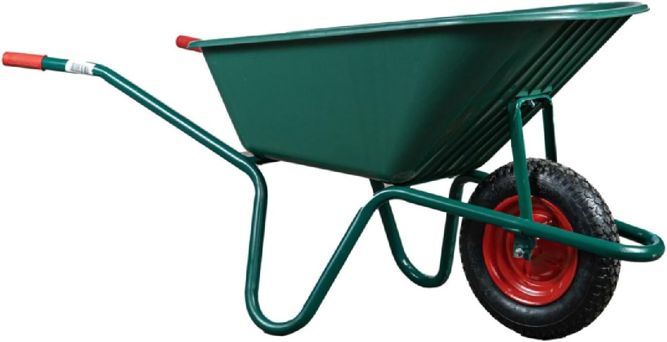 Carretilla tubular Garden con cuba de PVC verde, rueda de metal y capacidad de 100 kg