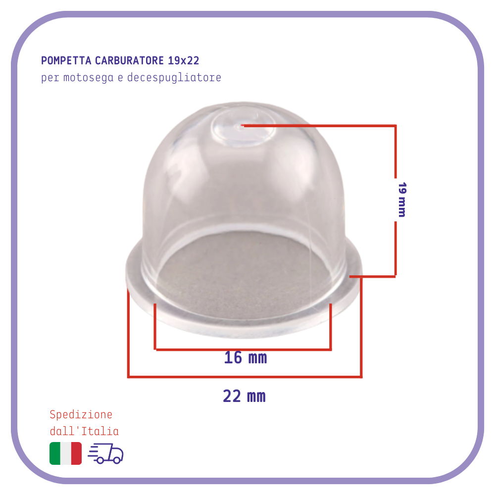 POMPETTA primer per CARBURATORE decespugliatore e tagliaerba ECHO STIHL tosaerba