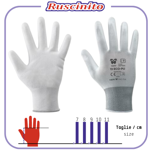 GUANTI GUANTO da LAVORO BIANCHI taglia 7 10 IN TESSUTO POLIURETANO giardinaggio
