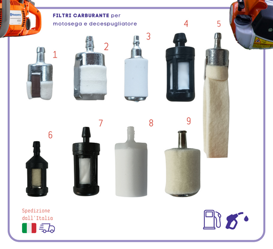 FILTRO benzina DECESPUGLIATORE motosega per filtri carburante UNIVERSALE walbro