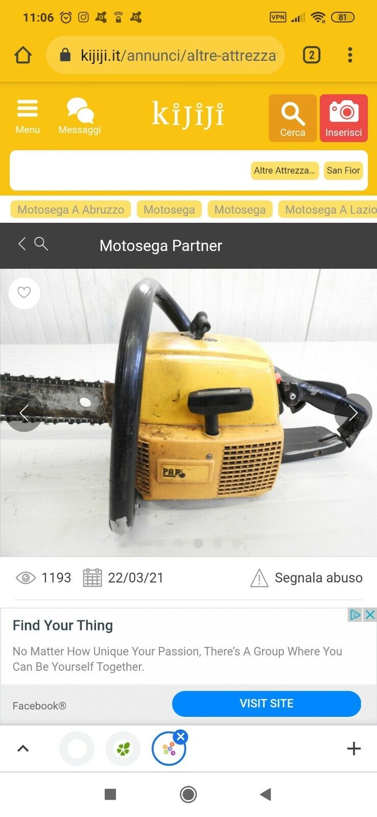MOTOSEGA PARTNER R 420 COPERCHIO carter AVVIAMENTO ricambi usati