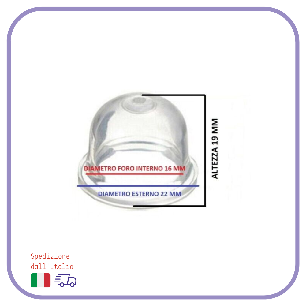 POMPETTA BENZINA DECESPUGLIATORE TAGLIAERBA PRIMER 16 X 22 X19 CARBURATORE 2 PZ