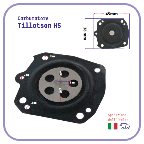 MEMBRANA carburatore Tillotson HS per motosega ALPINA STIHL ECHO OLEOMAC CASTOR