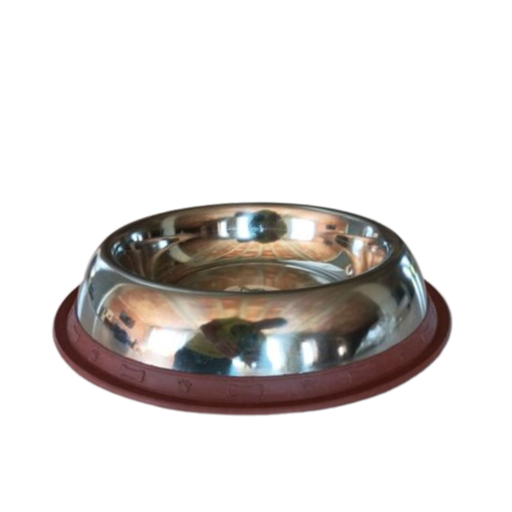 CIOTOLA PER CANE IN ACCIAIO PER ACQUA E CIBO CON BASE IN GOMMA DIAMETRO ø26 cm