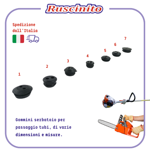 gommino PASSATUBI tubi SERBATOIO carburante per motosega decespugliatore taglia
