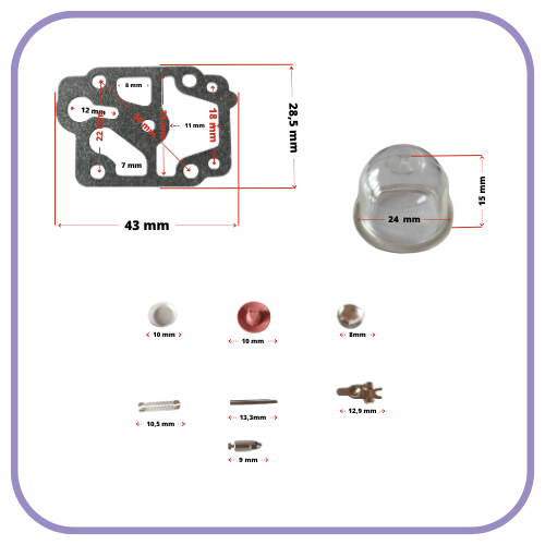 Kit Membrane Walbro WYL WYK con Filtro Benzina Tubi e Gommini Serbatoio per Decespugliatore e Motosega