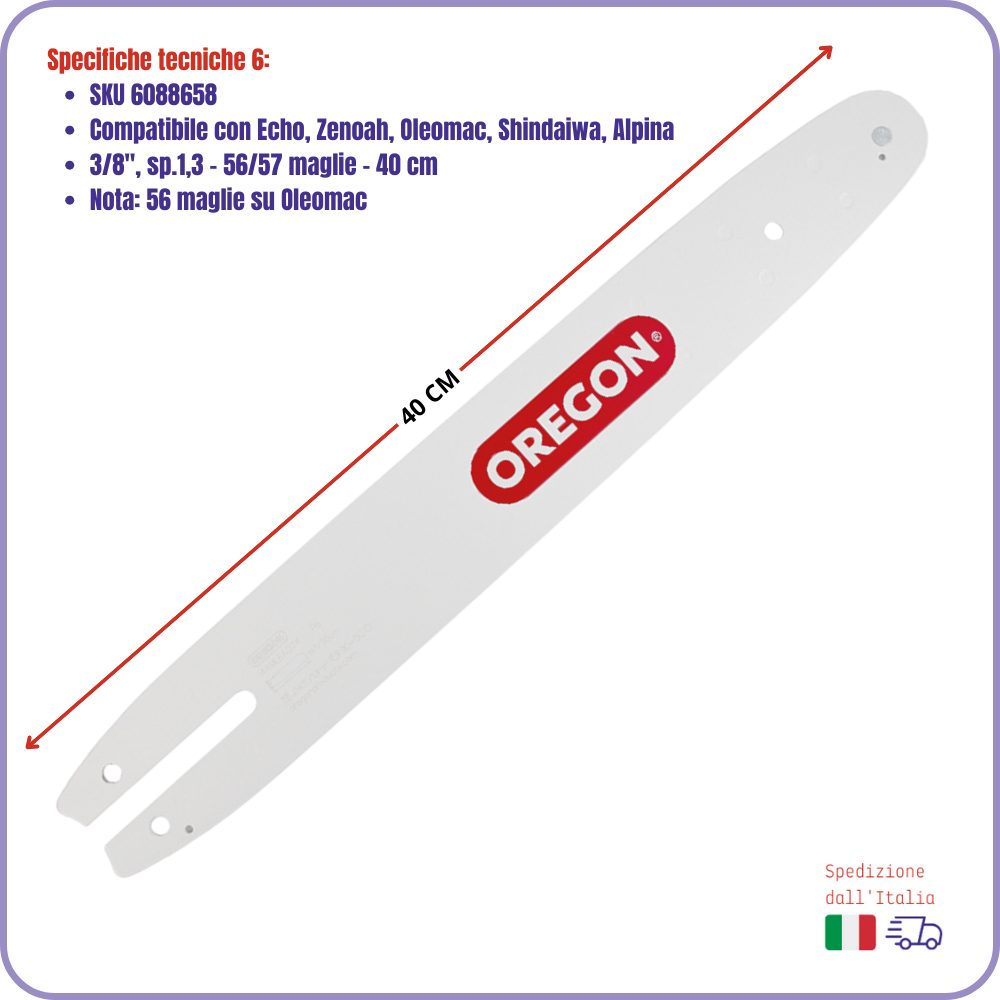 Barra lama catena Oregon per Motosega Stihl, Echo, Oleomac, Husqvarna