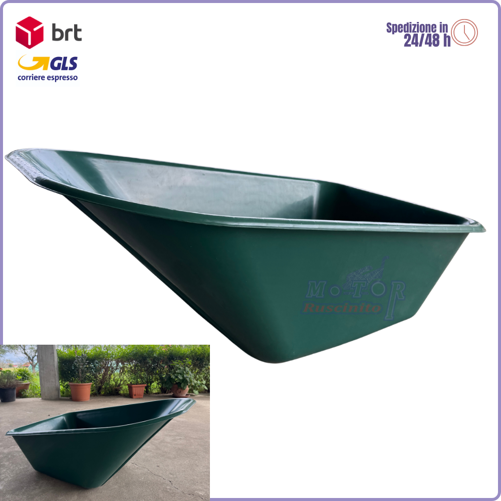 Cesto para carretilla de PVC verde 100 litros 100x62x34 cm