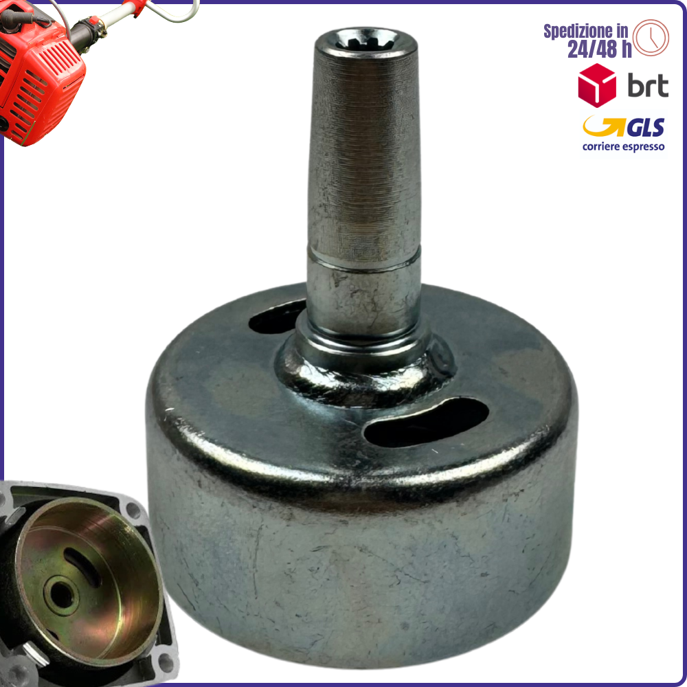 Campana Frizione 9 Denti per Decespugliatore 25cc–35cc | Innesto asta 9 denti | Ø int. 54 / Ø est. 58