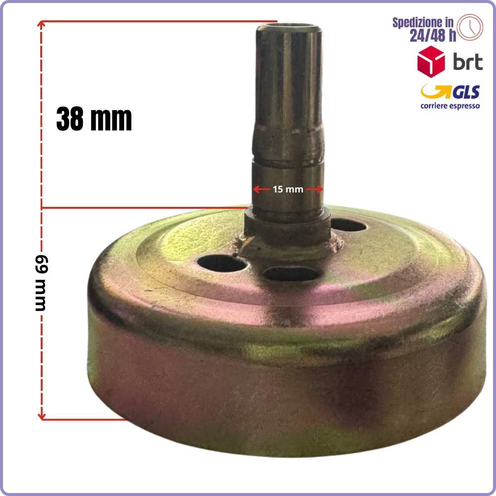 Campana Frizione 9 Denti per Decespugliatore 45cc–52cc | Innesto asta 9 denti | Ø int. 78 / Ø est. 82