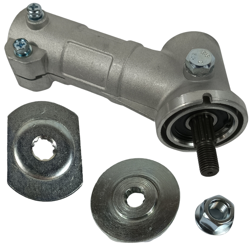 Universal Bevel Gear for Brush Cutter with 5 Adapters Ø24-28 mm + Square or Toothed Insert