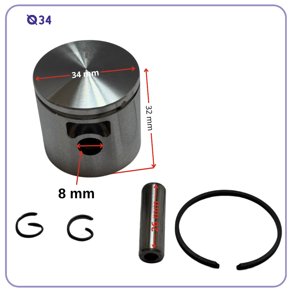 Piston Kit Ø34 mm for Oleo Mac Sparta Efco Dynamac 25cc Brushcutter (Copy)