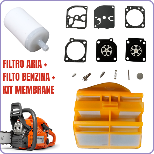 Kit Membrane Carburatore Zama C1Q con Filtro Aria e Benzina per Husqvarna 450