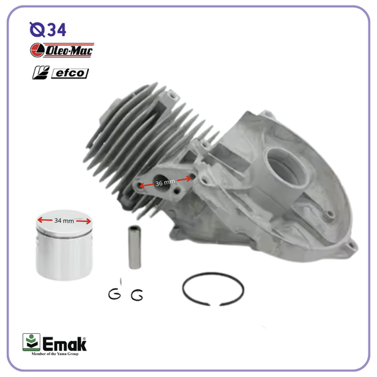 Kit Pistone Cilindro Ø34mm per Decespugliatore Oleo Mac Sparta Efco dynamac 25cc