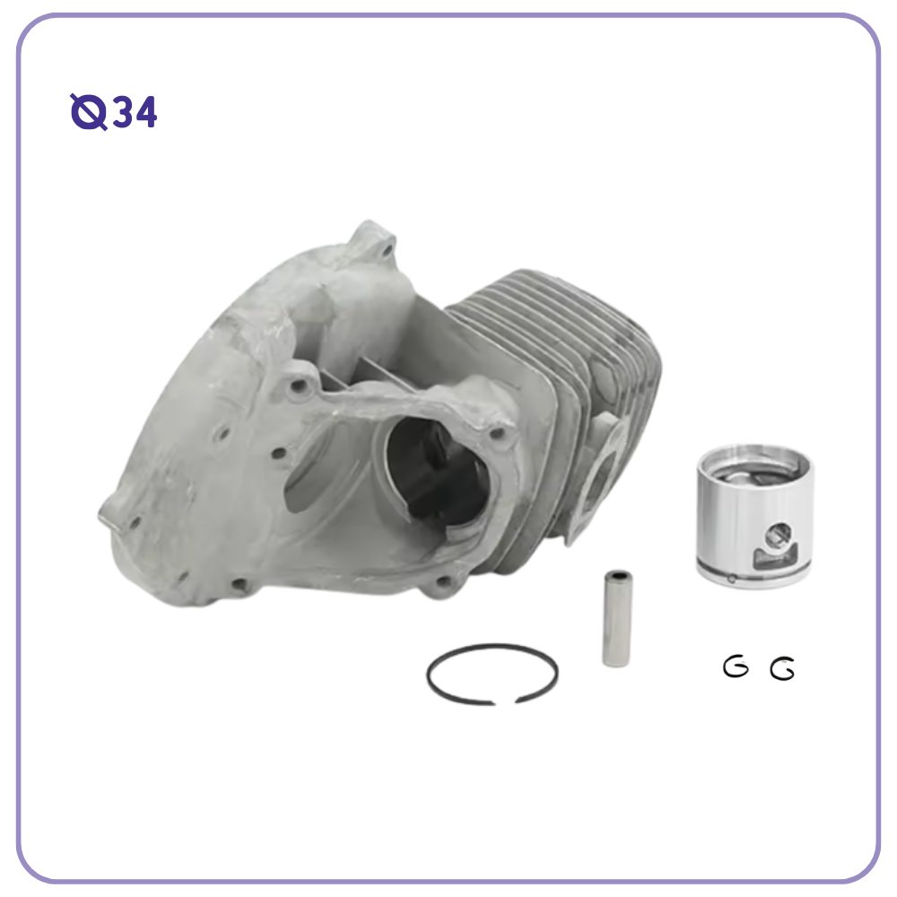 Kit Pistone Cilindro Ø34mm per Decespugliatore Oleo Mac Sparta Efco dynamac 25cc