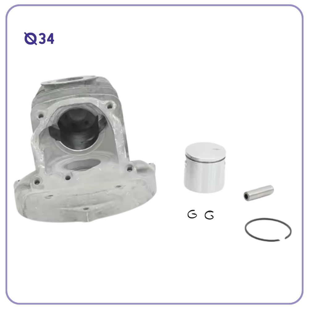 Kit Pistone Cilindro Ø34mm per Decespugliatore Oleo Mac Sparta Efco dynamac 25cc