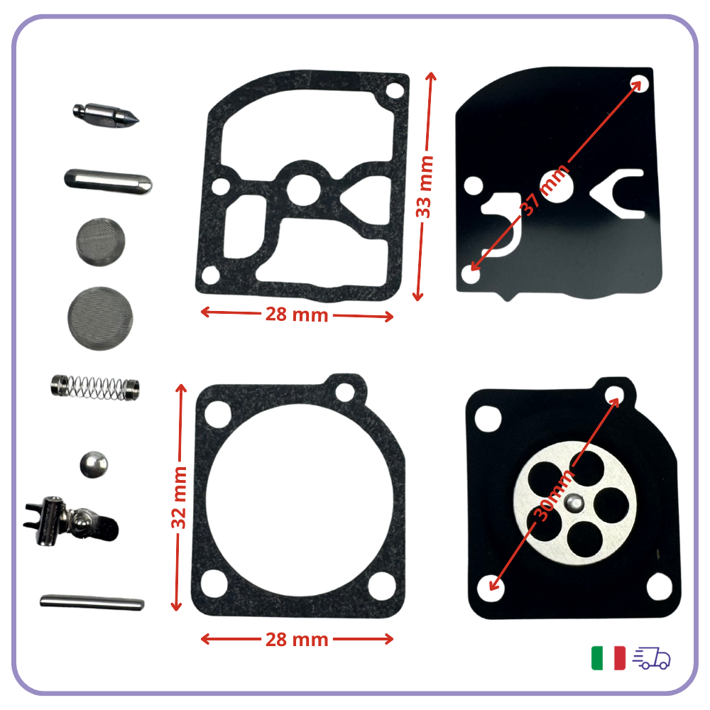 Kit de reparación de carburador Zama RB-137 para Husqvarna, Dolmar, Stihl, Poulan – Membranas, Manguera, Cebador, Filtro