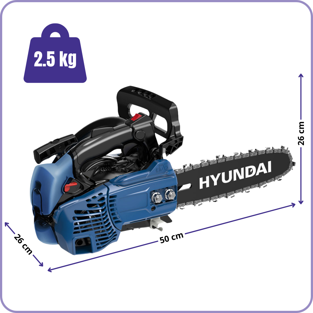Motosega da Potatura Superleggera Hyundai '35520' – 25cc, Barra 25 cm, Solo 2,5 kg