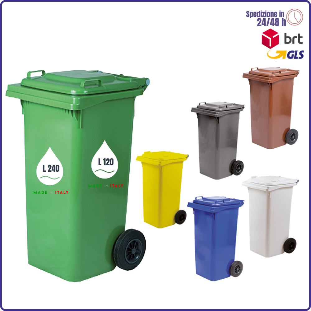 Contenedor de basura con ruedas de 120 o 240 litros – papelera de reciclaje