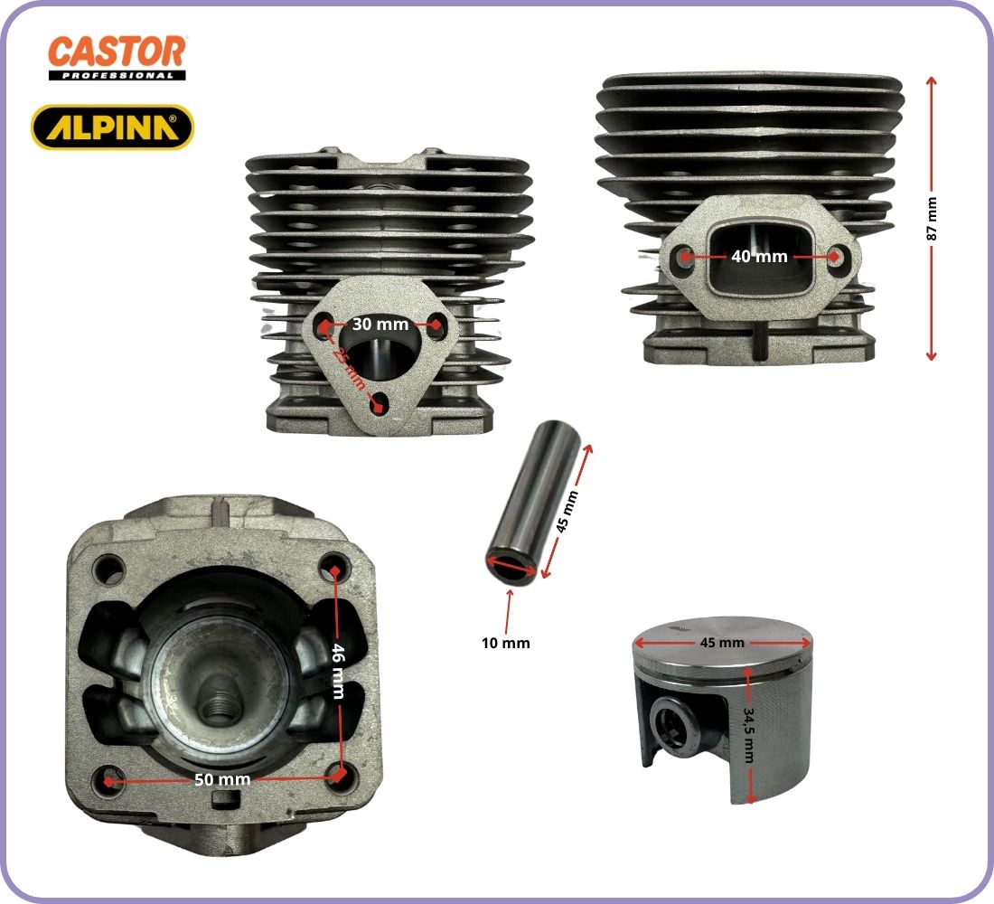 Kit Cilindro Pistone Alpina Castor Stiga VIP 52 55 CP510 Turbo 52 SB44 SB45