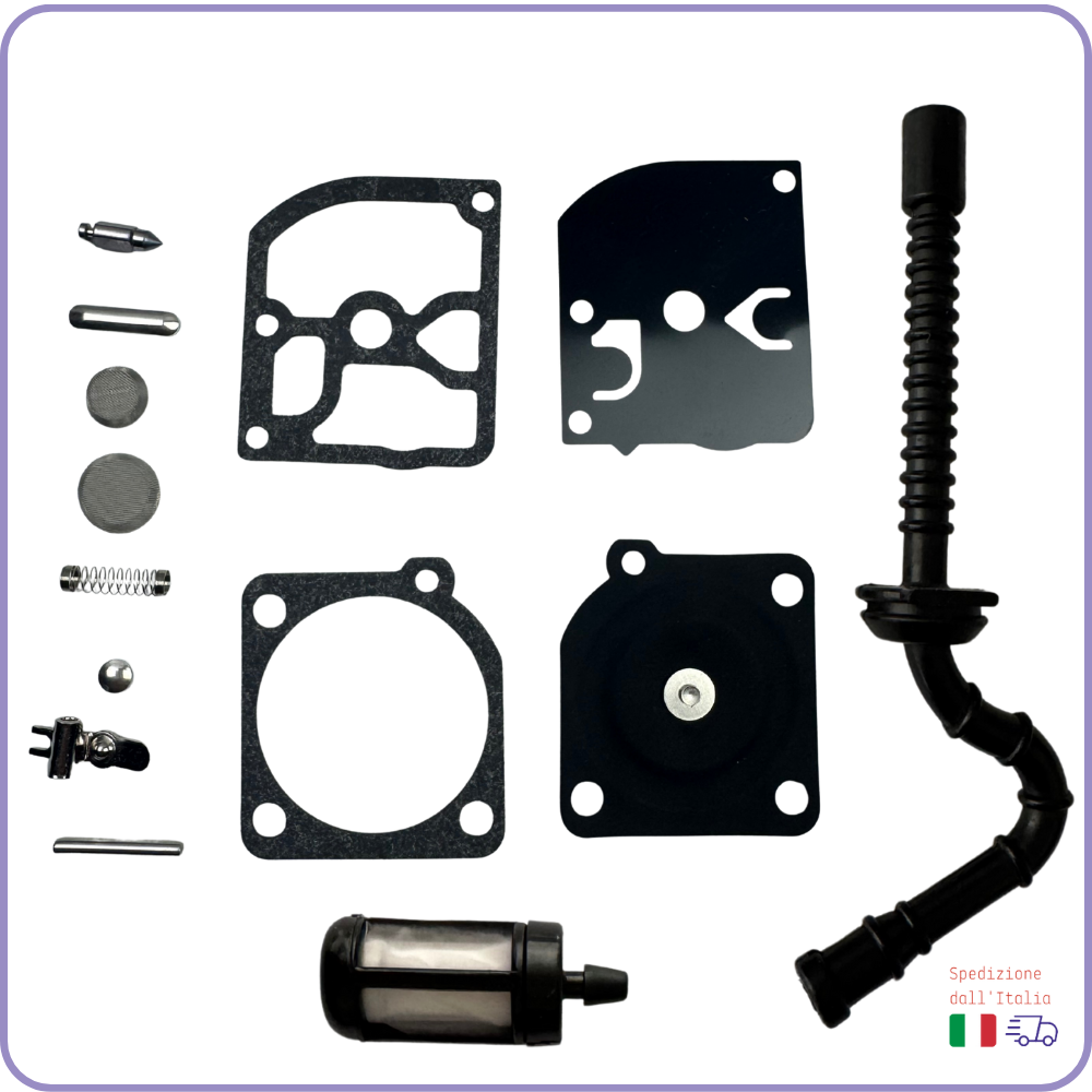 Kit Riparazione Carburatore per Motosega Stihl 025 MS 250 – Tubo Benzina, Filtro, Membrane Zama