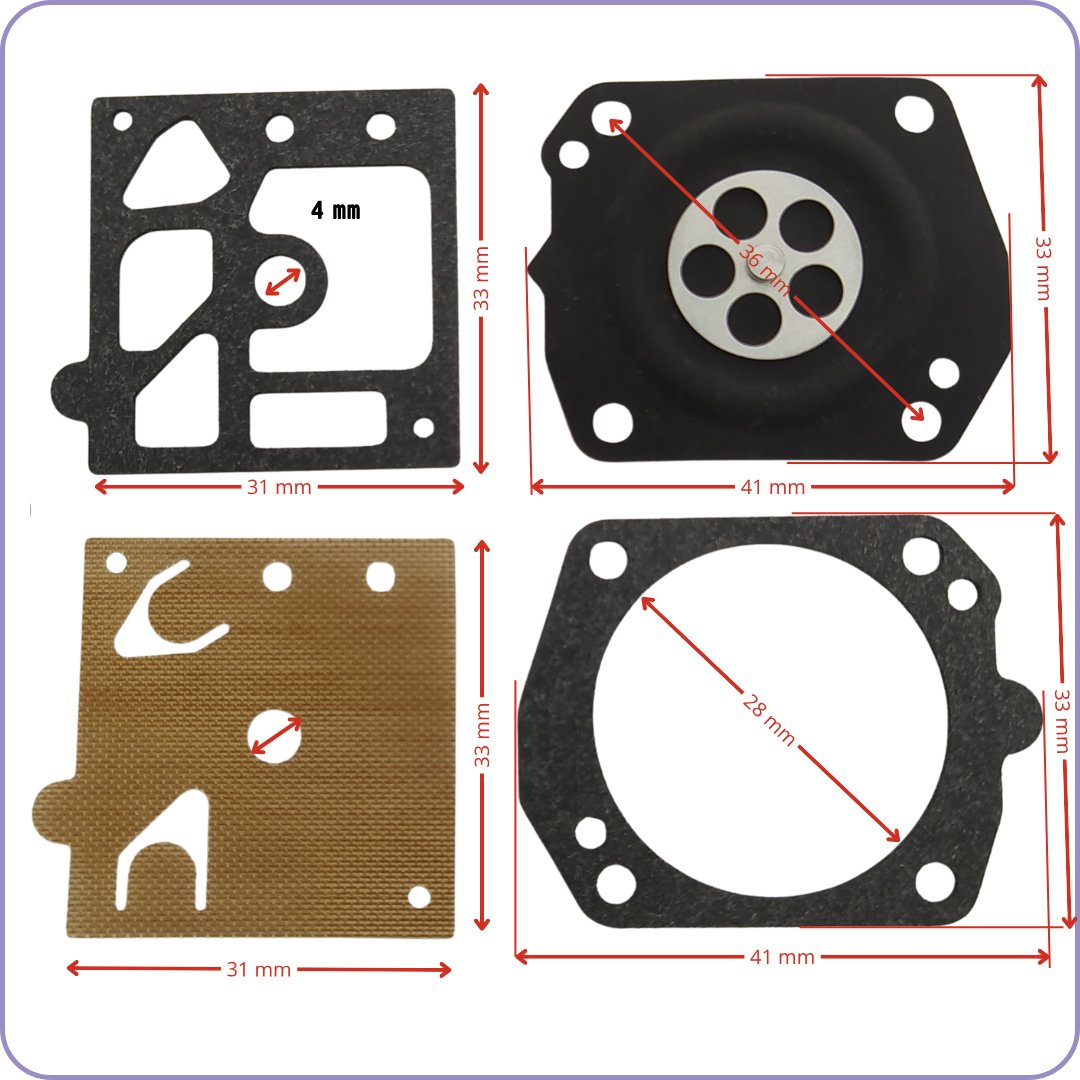 Kit Membrane Carburatore Walbro K10-HD con Filtro Aria e Benzina per Husqvarna 450