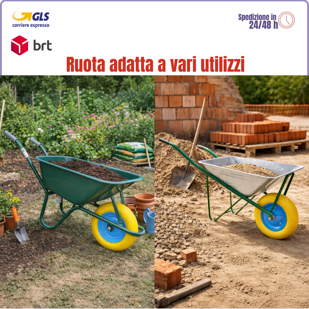 esempi ruota per carriola in gomma piena antiforatura  giardinaggio e edilizia 